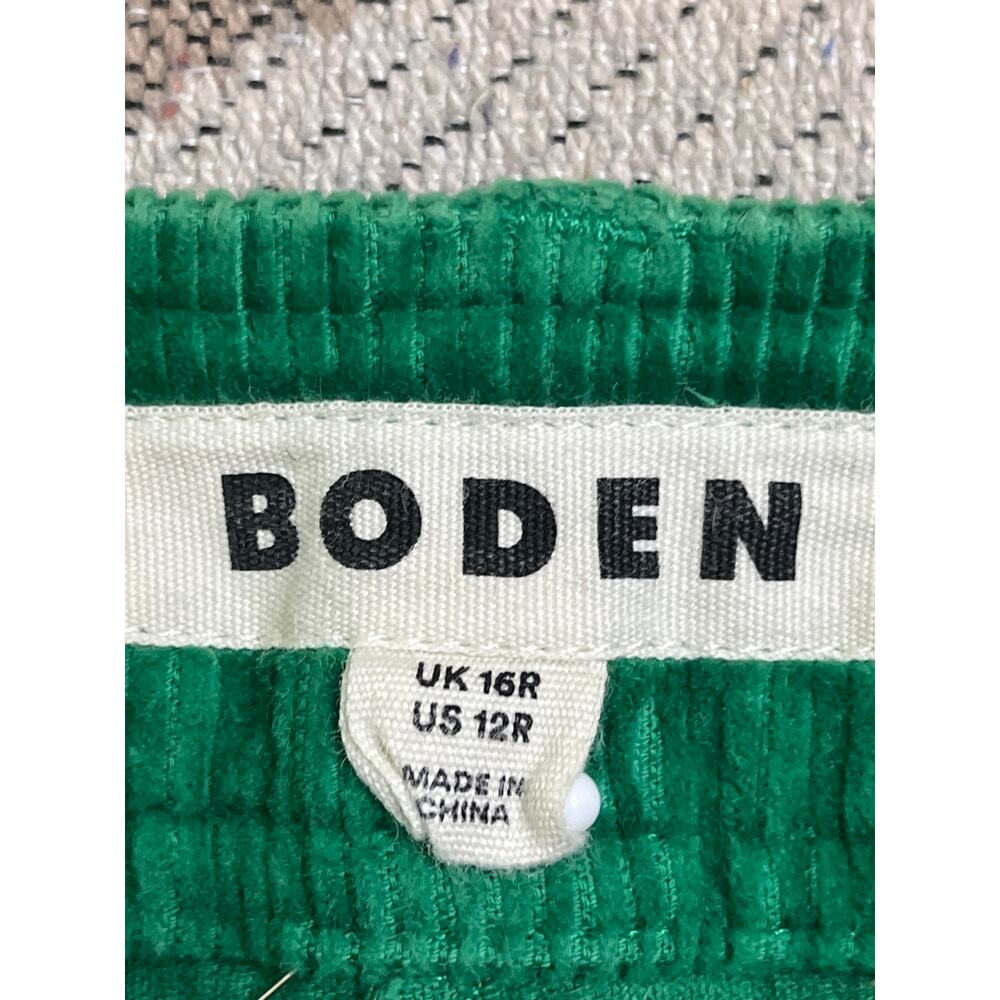 Boden Green Corduroy Wide Leg Trousers Patch Front Pockets Women’s Size 12 - Picture 2 of 14